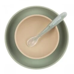 NATTOU Coffret Repas Silicone Lapidou Vert Et Beige -Nattou Soldes Boutique jo056176780 1