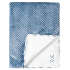 NATTOU Couverture Bébé Supersoft Lapidou 100x75 Cm Bleue/blanc